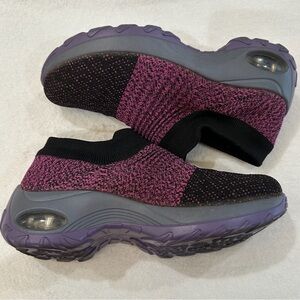 Purple and Black Knit Slip-On Sneakers